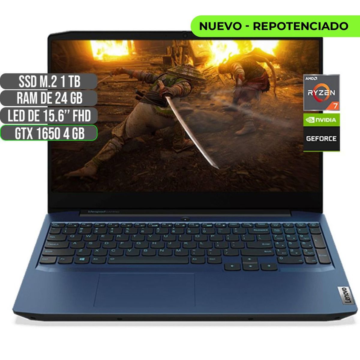 LENOVO - Portátil Lenovo AMD Ryzen 7 4800H 24GB RAM 1TB SSD GTX 1650