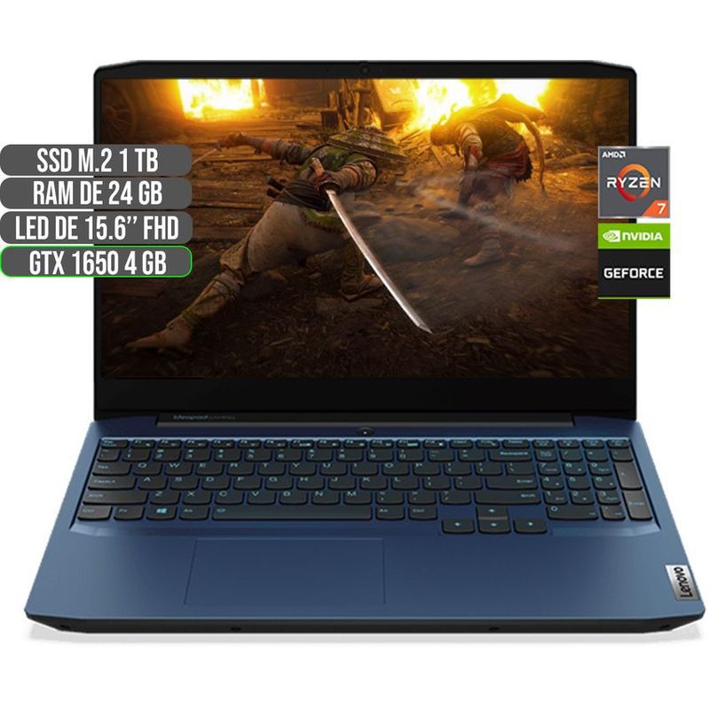 LENOVO - LENOVO AMD RYZEN 7 4800H SSD 1TB RAM 24GB GTX 1650 4GB LED 15.6" FHD