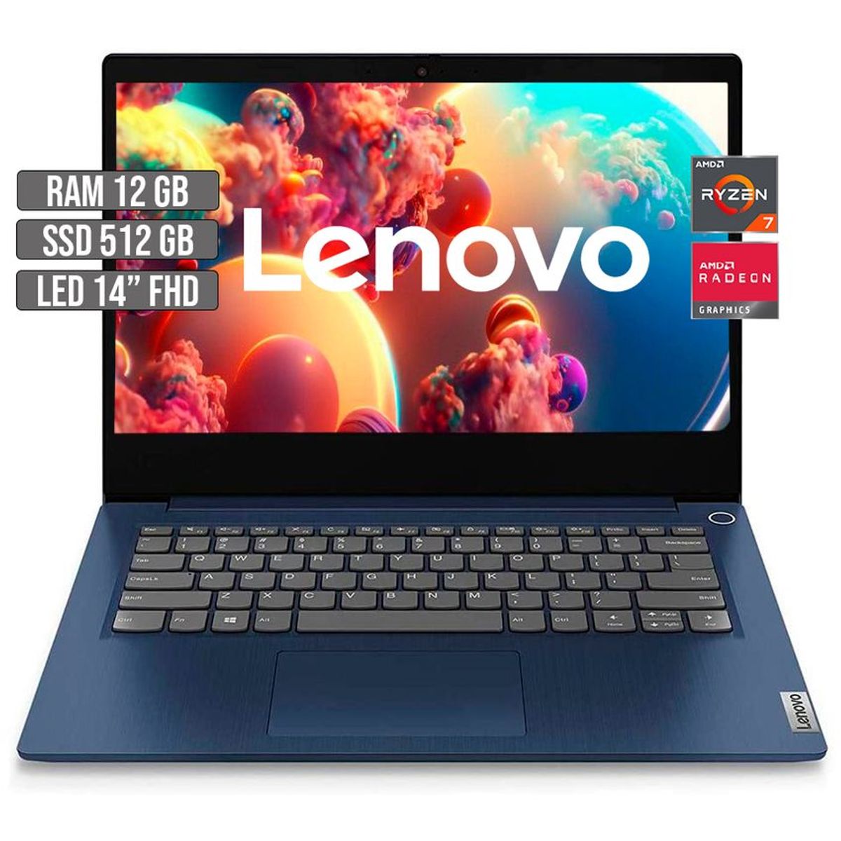 LENOVO - LENOVO IDEAPAD AMD RYZEN 7-5700U SSD 512GB RAM 12GB LED 14"  FHD