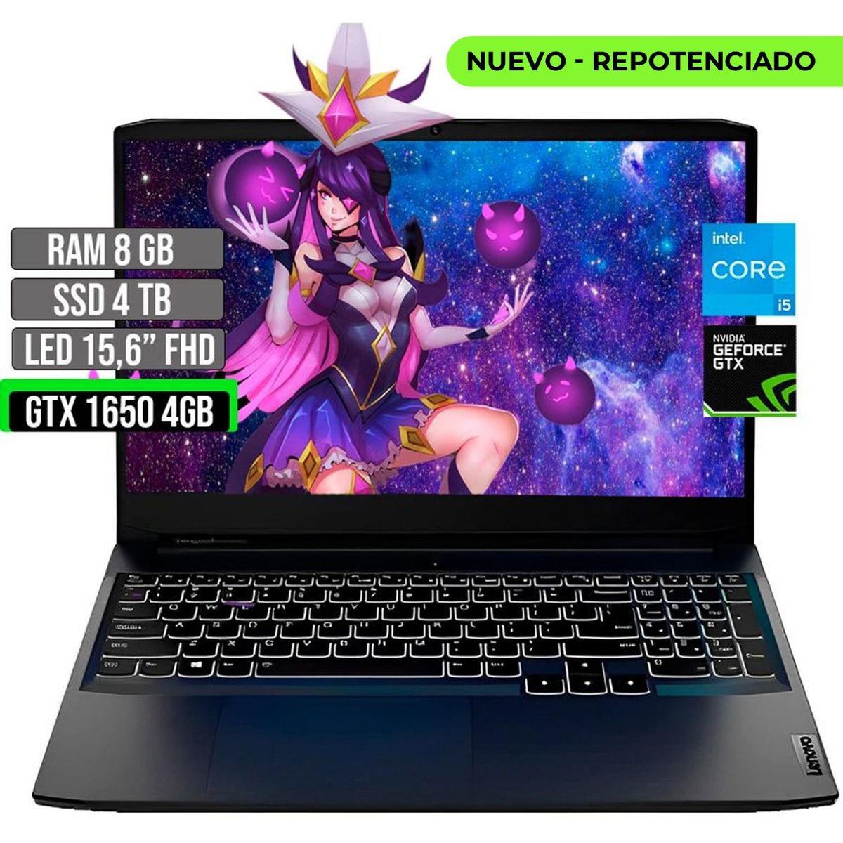 LENOVO - Portátil Lenovo Intel Core I5 GTX 1650 4GB SSD 4TB RAM 8GB 15.6" FHD