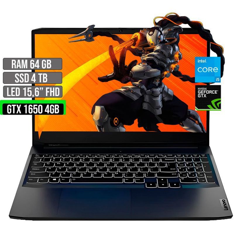 LENOVO - LENOVO INTEL CORE I5-11320H GTX 1650 4GB SSD 4TB RAM 64GB LED 15,6" FHD