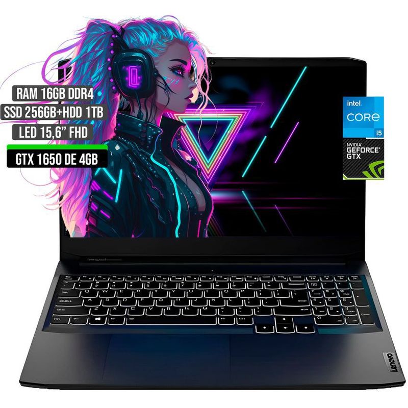 LENOVO - LENOVO INTEL CORE I5-11320H GTX 1650 4GB SSD 256GB + HDD 1TB RAM 16GB LED 15,6" FHD