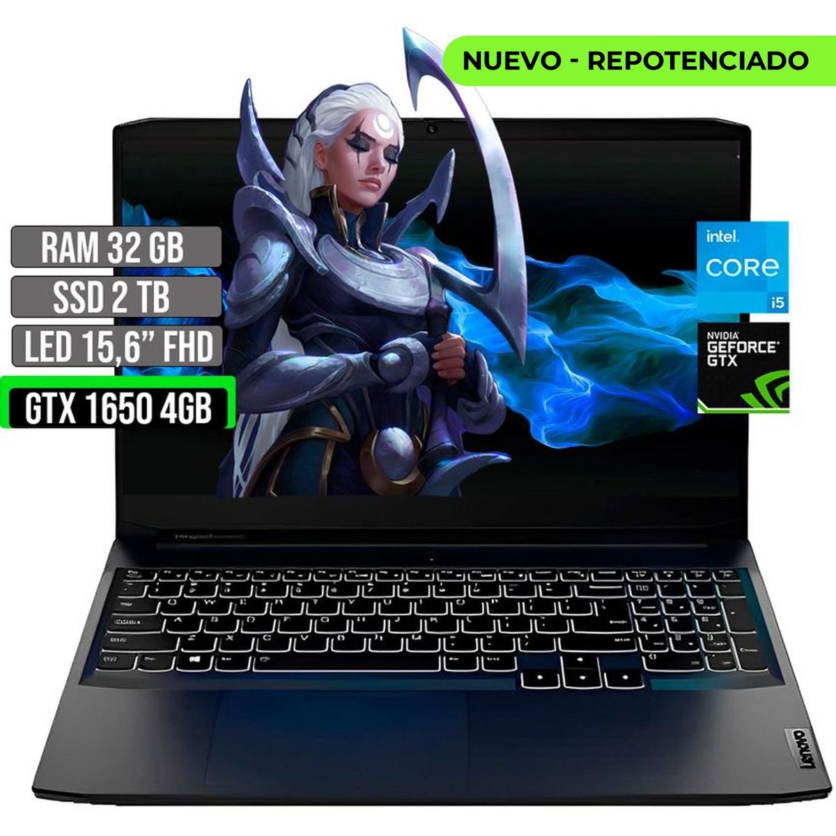 LENOVO - Portátil Lenovo Intel Core i5 GTX 1650 32GB RAM 2TB SSD 15.6"