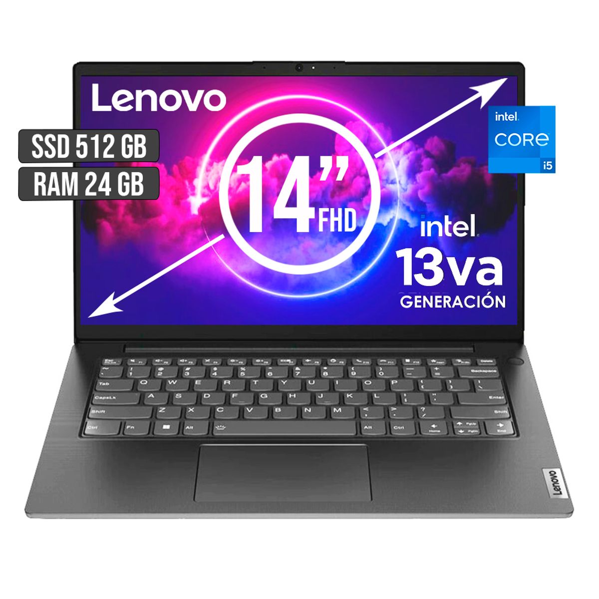 LENOVO - PORTATIL LENOVO INTEL CORE I5-13420H SSD 512GB RAM 24GB LED 14 FHD