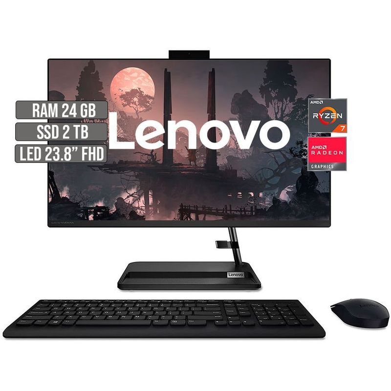 LENOVO - TODO EN UNO LENOVO AMD RYZEN 7 5700U SSD 2TB RAM 24GB LED 23.8" FHD