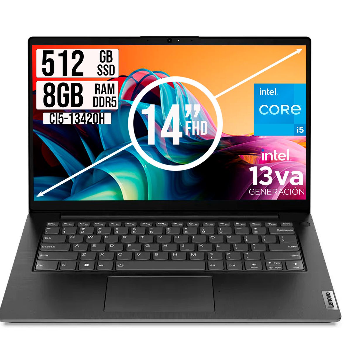 LENOVO - PORTATIL LENOVO INTEL CORE i5-13420H SSD 512GB RAM 8GB LED 14 FULL HD