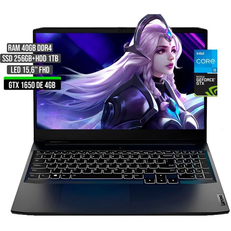 LENOVO - LENOVO INTEL CORE I5-11320H GTX 1650 4GB SSD 256GB + HDD 1TB RAM 40GB LED 15,6" FHD