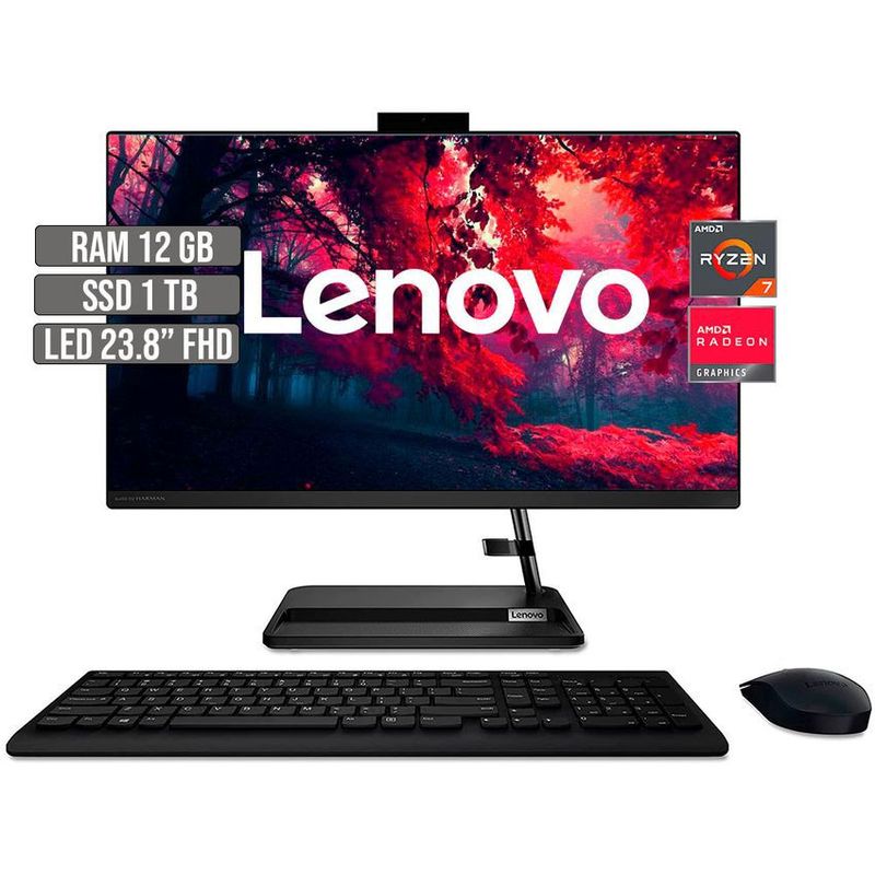 LENOVO - TODO EN UNO LENOVO AMD RYZEN 7 5700U SSD 1TB RAM 12GB LED 23.8" FHD