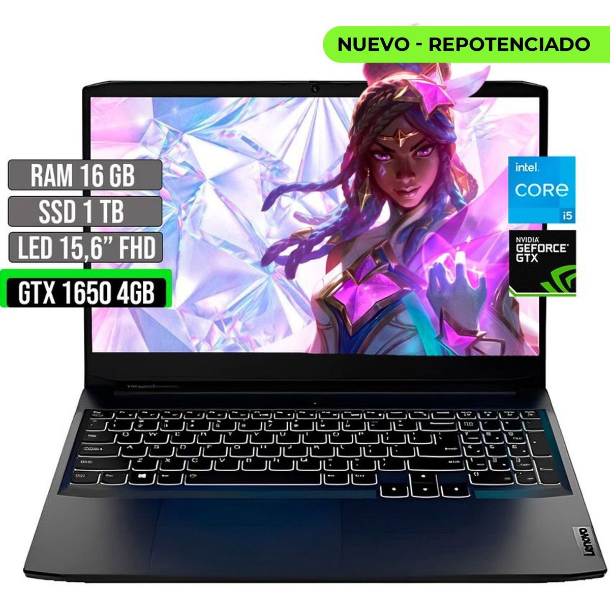 LENOVO - LENOVO INTEL CORE I5-11320H GTX 1650 4GB SSD 1TB RAM 16GB LED 15,6" FHD
