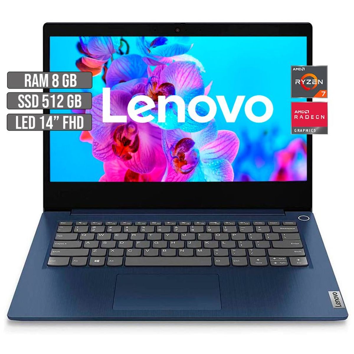 LENOVO - LENOVO IDEAPAD AMD RYZEN 7-5700U SSD 512GB RAM 8GB LED 14"  FHD