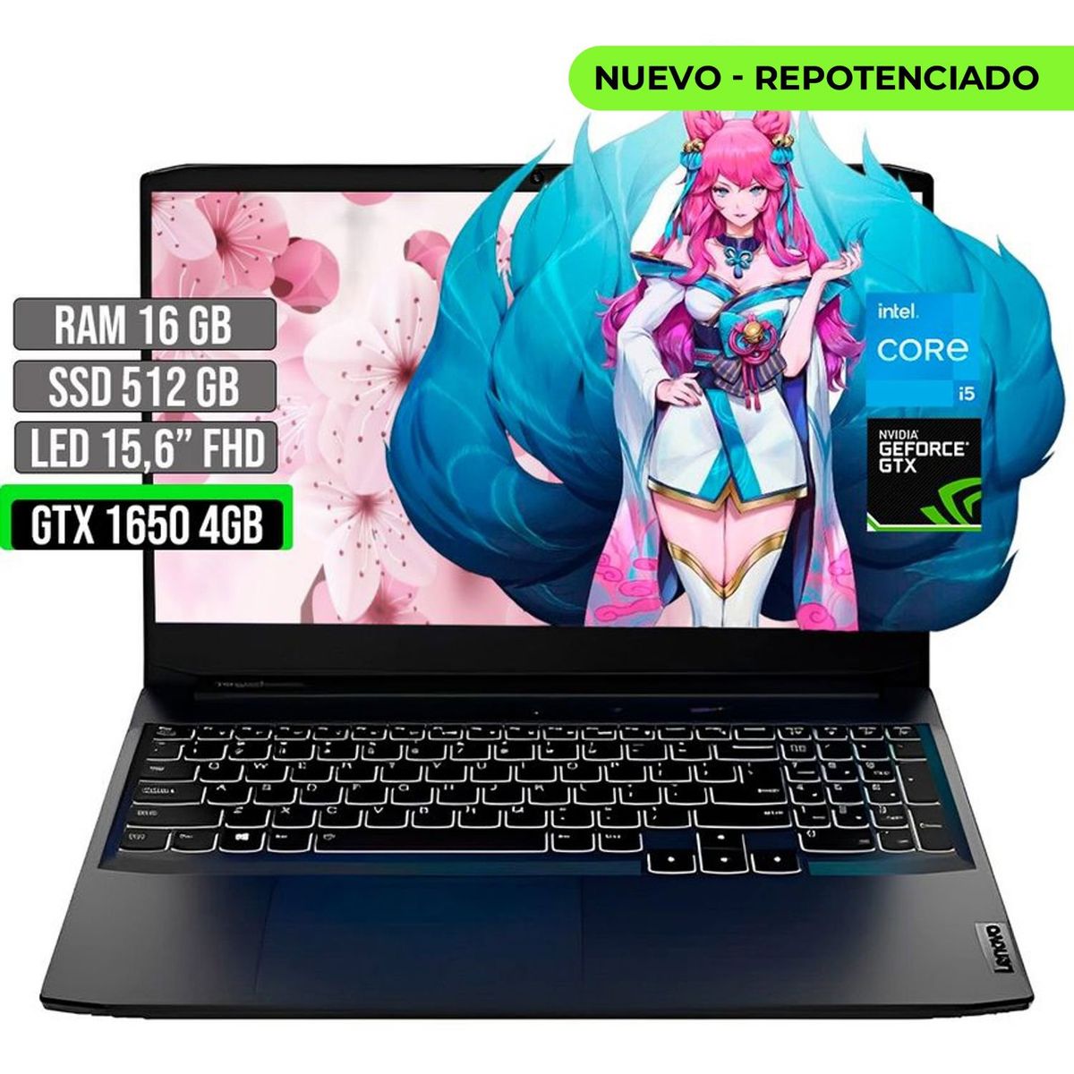 LENOVO - Portátil Lenovo Intel Core i5 GTX 1650 16GB RAM 512GB SSD 15.6" FHD IdeaPad 3