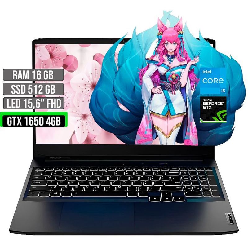 LENOVO - Portátil Lenovo Intel Core i5 GTX 1650 16GB RAM 512GB SSD 15.6" FHD IdeaPad 3