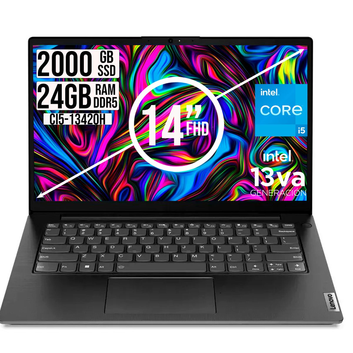 LENOVO - PORTATIL LENOVO INTEL CORE i5-13420H SSD 2TB RAM 24GB LED 14 FULL HD