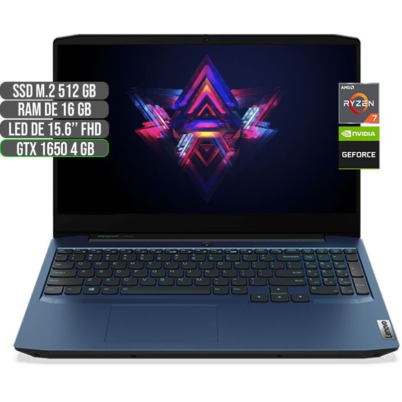 LENOVO - LENOVO AMD RYZEN 7 4800H SSD 512GB RAM 16GB GTX 1650 4GB LED 15.6" FHD