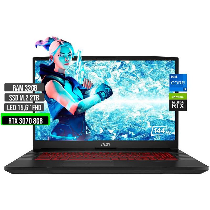MSI - Portátil MSI Intel Core i7 12700H RTX 3070 32GB RAM 2TB SSD 15.6"