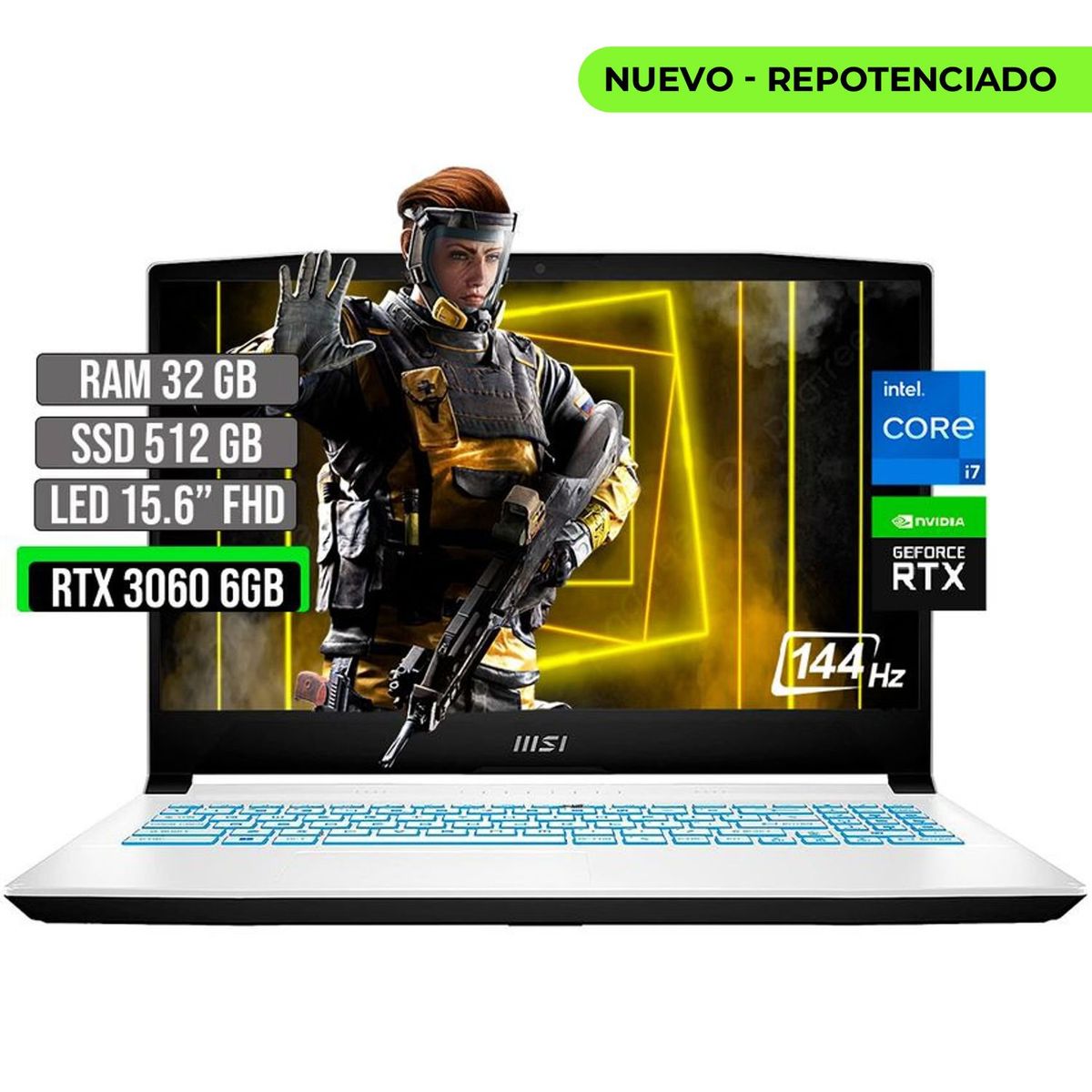 MSI - MSI INTEL CORE I7-12650H SSD 512GB RAM 32GB RTX 3060 6GB 15.6" FHD 144Hz