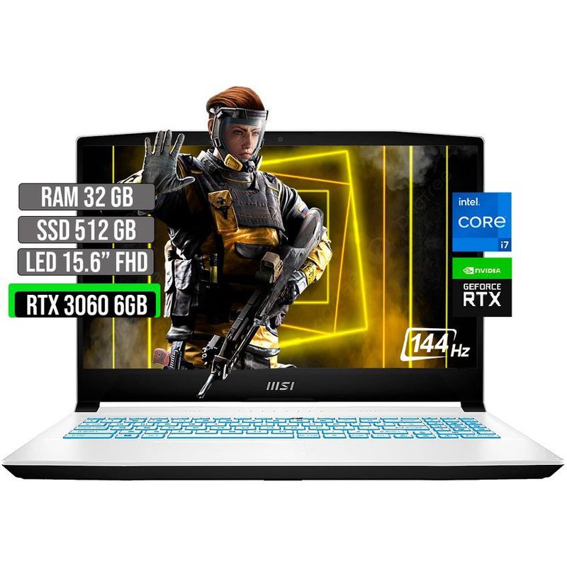 MSI - MSI INTEL CORE I7-12650H SSD 512GB RAM 32GB RTX 3060 6GB 15.6" FHD 144Hz