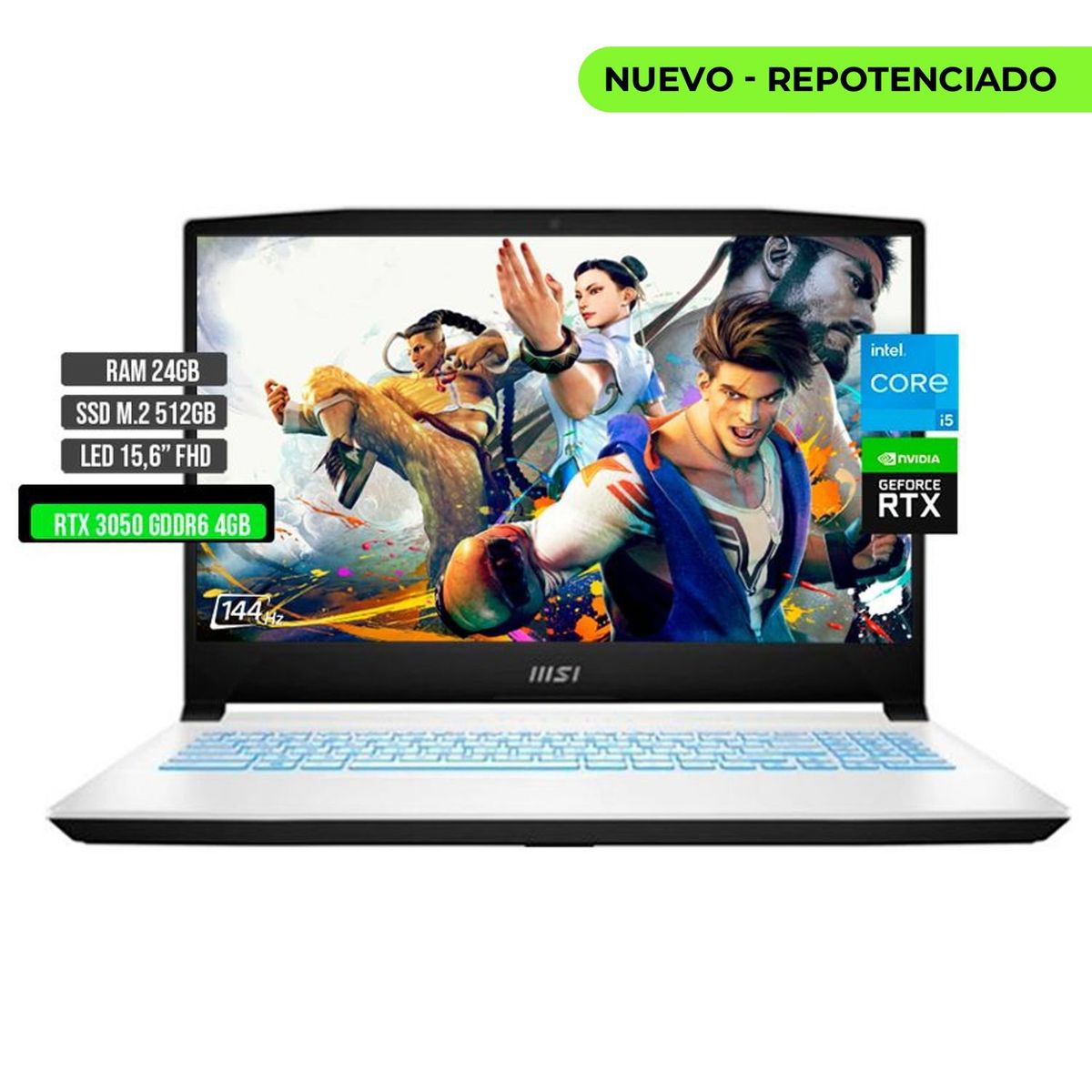 MSI - MSI SWORD INTEL CORE I5-12450H RTX 3050 4GB SSD 512GB RAM 24GB LED 15.6" FHD 144Hz