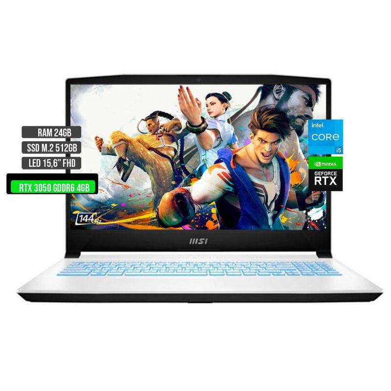 MSI - MSI SWORD INTEL CORE I5-12450H RTX 3050 4GB SSD 512GB RAM 24GB LED 15.6" FHD 144Hz