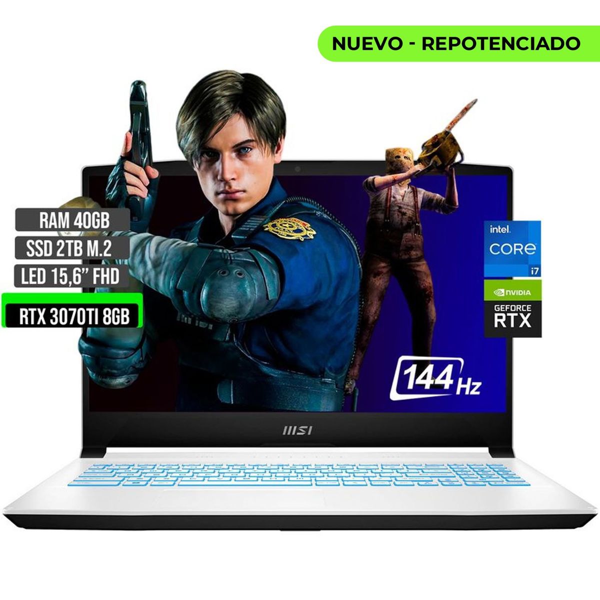 MSI - Portátil MSI Intel Core i7 RTX 3070Ti 40GB RAM 2TB SSD 144Hz
