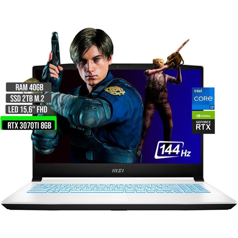 MSI - PORTATIL MSI INTEL CORE I7-12650H SSD 2TB RAM 40GB RTX 3070TI 8GB 15,6 FHD 144Hz