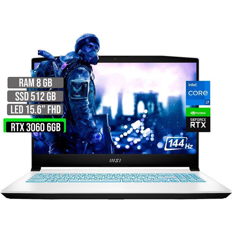 MSI - MSI INTEL CORE I7-12650H SSD 512GB RAM 8GB RTX 3060 6GB 15.6" FHD 144Hz