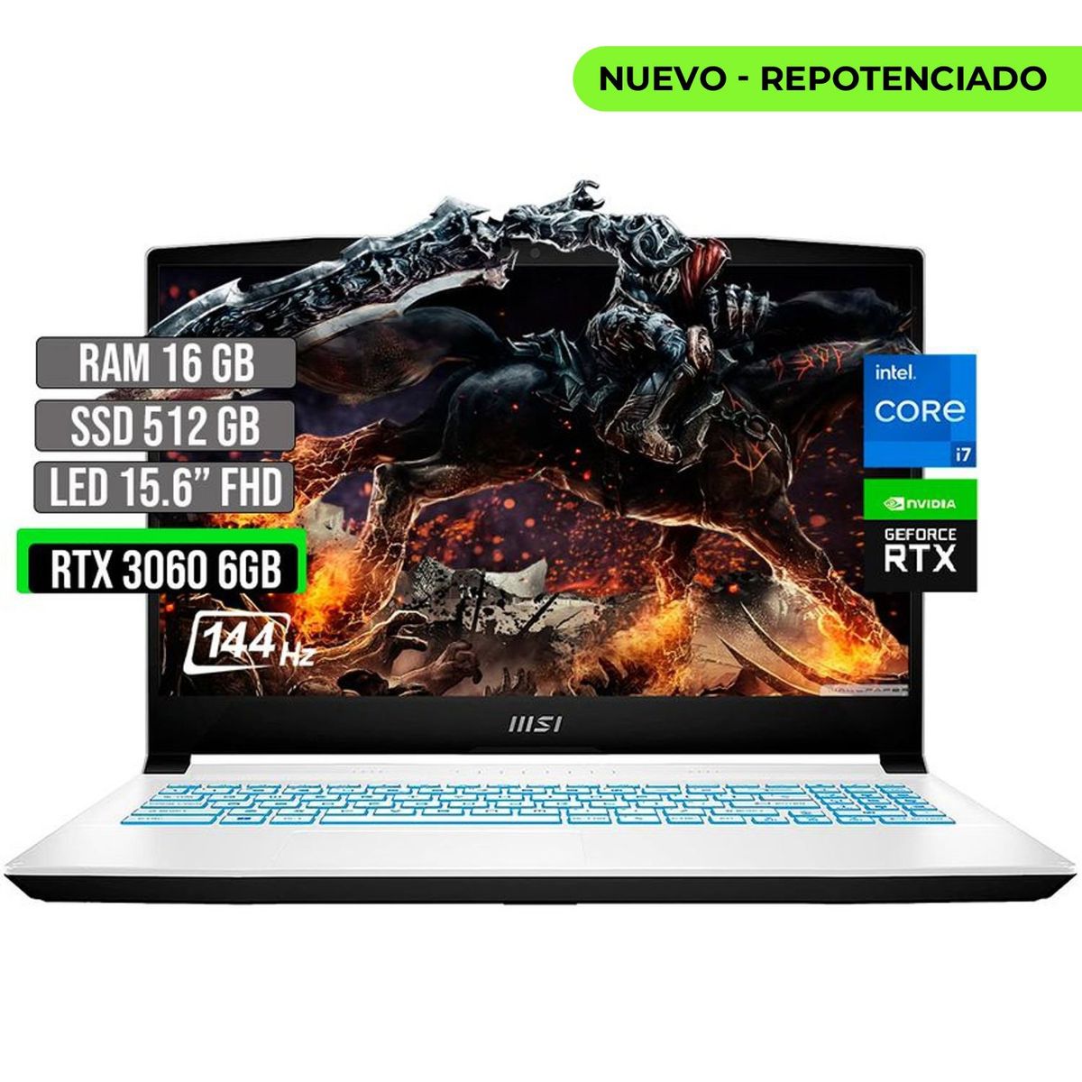 MSI - MSI INTEL CORE I7-12650H SSD 512GB RAM 16GB RTX 3060 6GB 15.6" FHD 144Hz