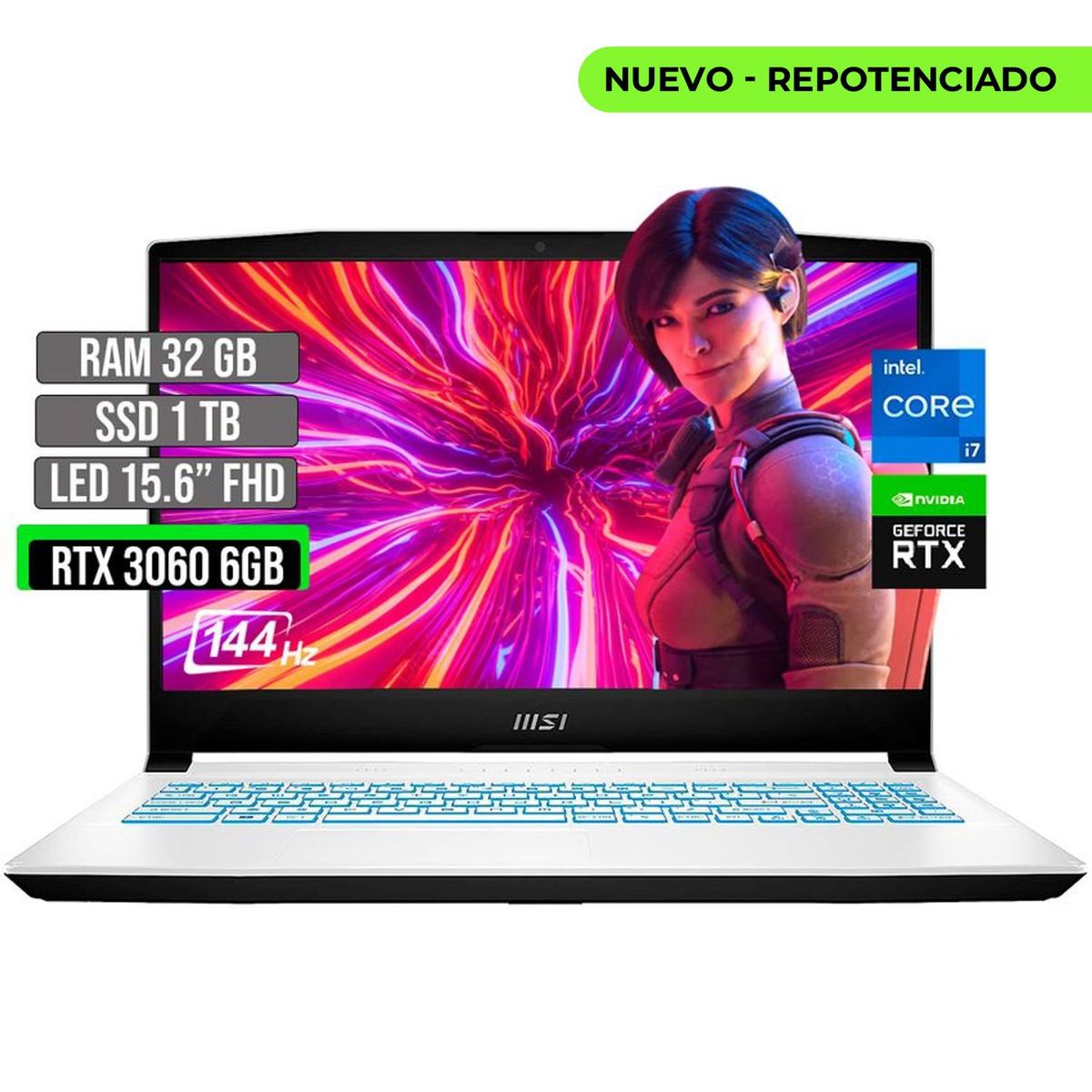 MSI - MSI INTEL CORE I7-12650H SSD 1TB RAM 32GB RTX 3060 6GB 15.6" FHD 144Hz