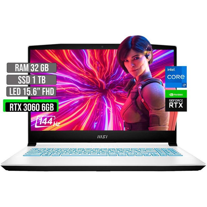 MSI - MSI INTEL CORE I7-12650H SSD 1TB RAM 32GB RTX 3060 6GB 15.6" FHD 144Hz
