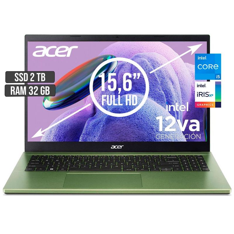 ACER - PORTATIL ACER ASPIRE INTEL CORE I5-1235U SSD 2TB RAM 32GB LED 15,6 FHD
