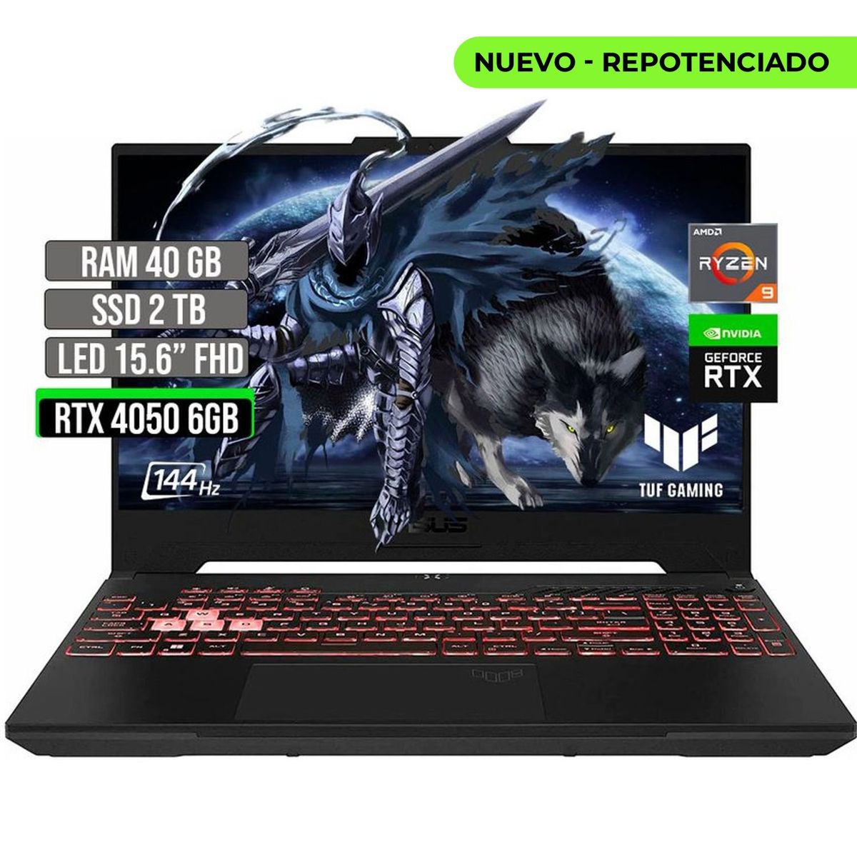 ASUS - ASUS TUF AMD RYZEN 9-7940HS SSD 2TB RAM 40GB RTX 4050 6GB LED 15.6" FHD 144 Hz