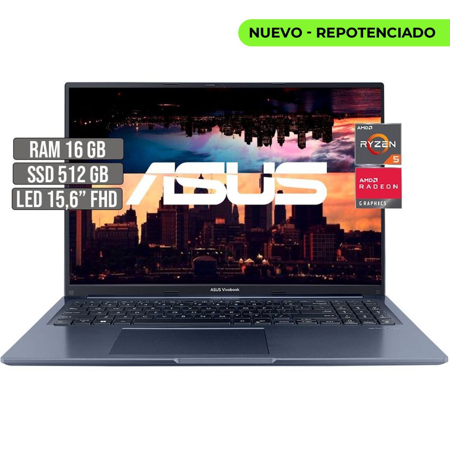 ASUS VIVOBOOK AMD RYZEN 5-5600H SSD 512GB RAM 16GB LED 16 ASUS