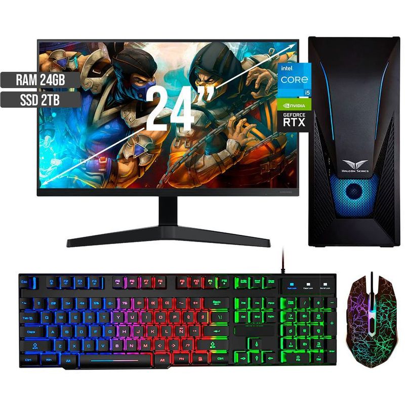 HALCON - PC GAMER INTEL CORE I5-12400 RTX 3050 8GB SSD 2TB RAM 24GB LED 24 FHD