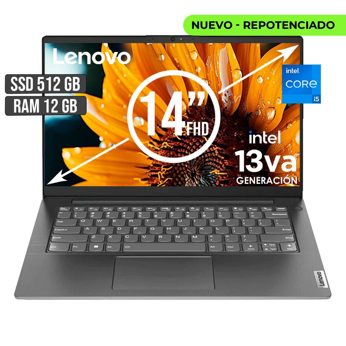 LENOVO - Portátil Lenovo Intel Core i5 13420H 512GB SSD 12GB RAM 14 FHD