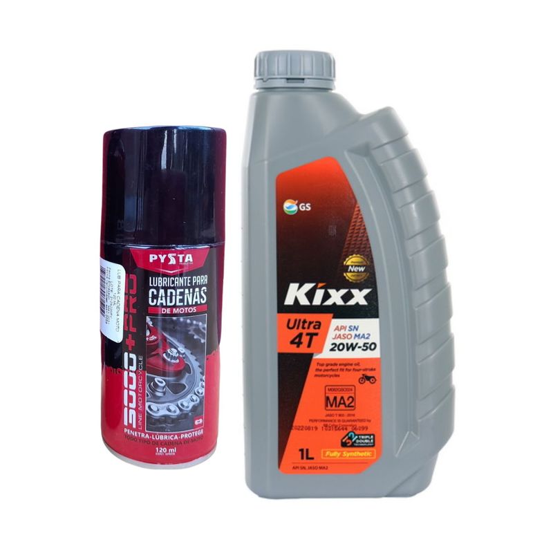 GENERICO - Aceite Kixx Moto 4t 20w50 Full Sintetico + Lubricante Cadena