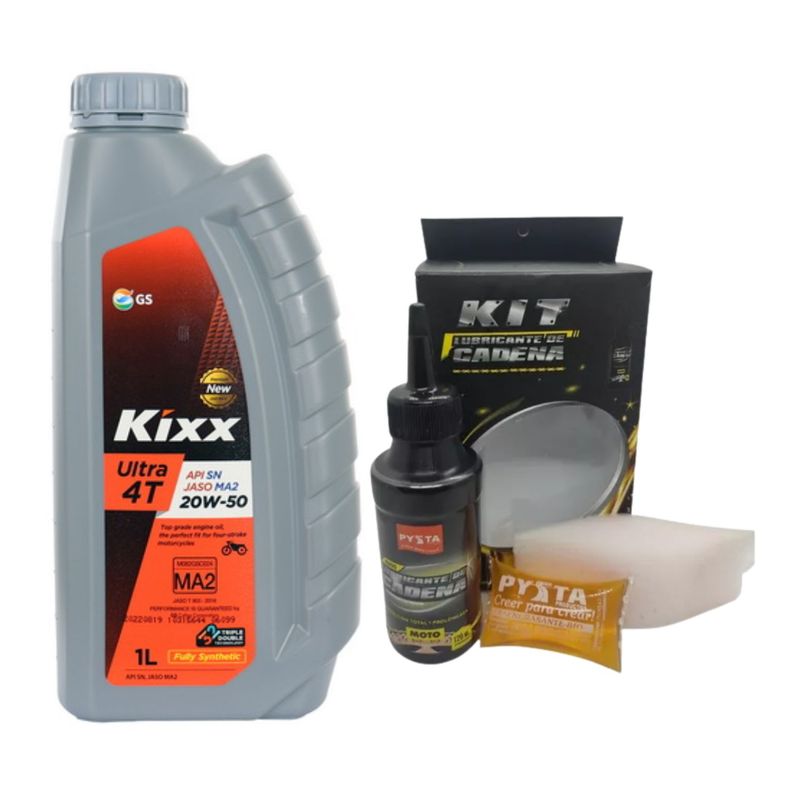 GENERICO - Aceite Kixx Moto 4t 20w50 Full Sintetico + Kit Cadena
