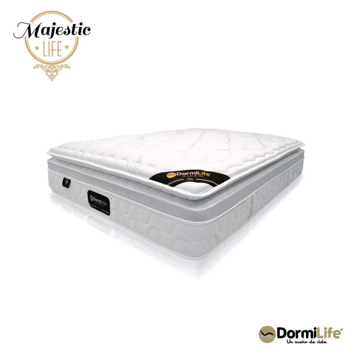 COLCHONES DORMILIFE - Colchon Ortopedico Sencillo Firme con Pillow Majestic Life 100 x 190