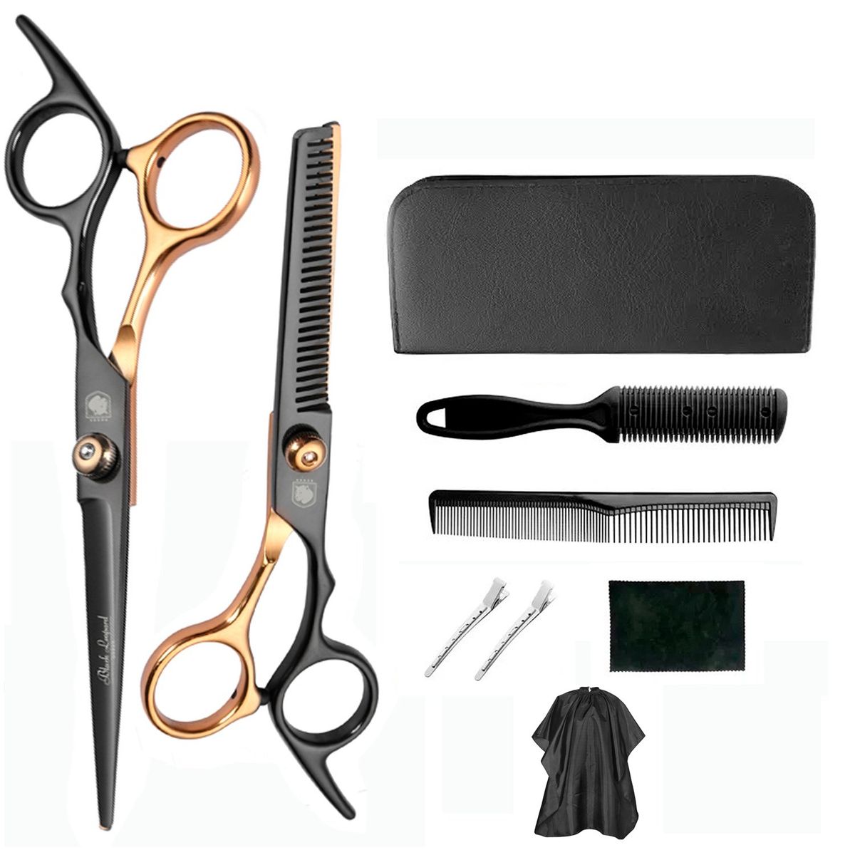 GENERICO - Set tijeras profesionales peluqueria Black Leopard BlackGold Capa