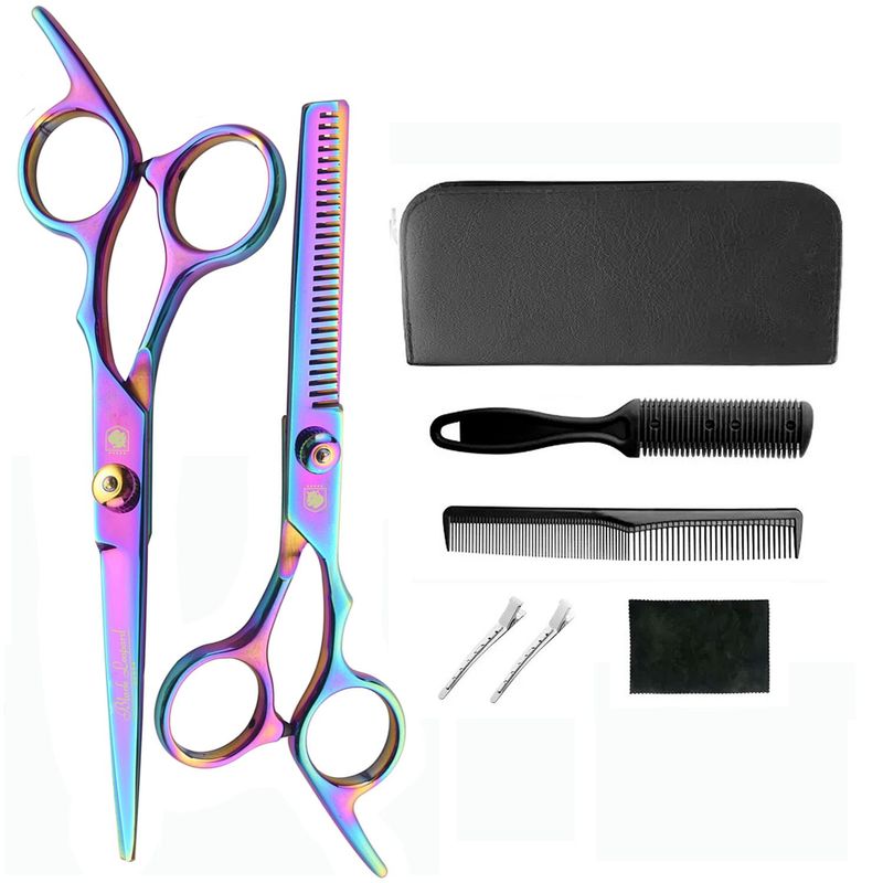 GENERICO - Set tijeras profesionales peluqueria Black Leopard Titanium