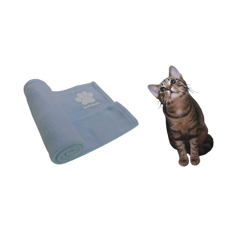 HALLY PET - Una cobija térmica mediana 70 cm x 70 cm Celeste.