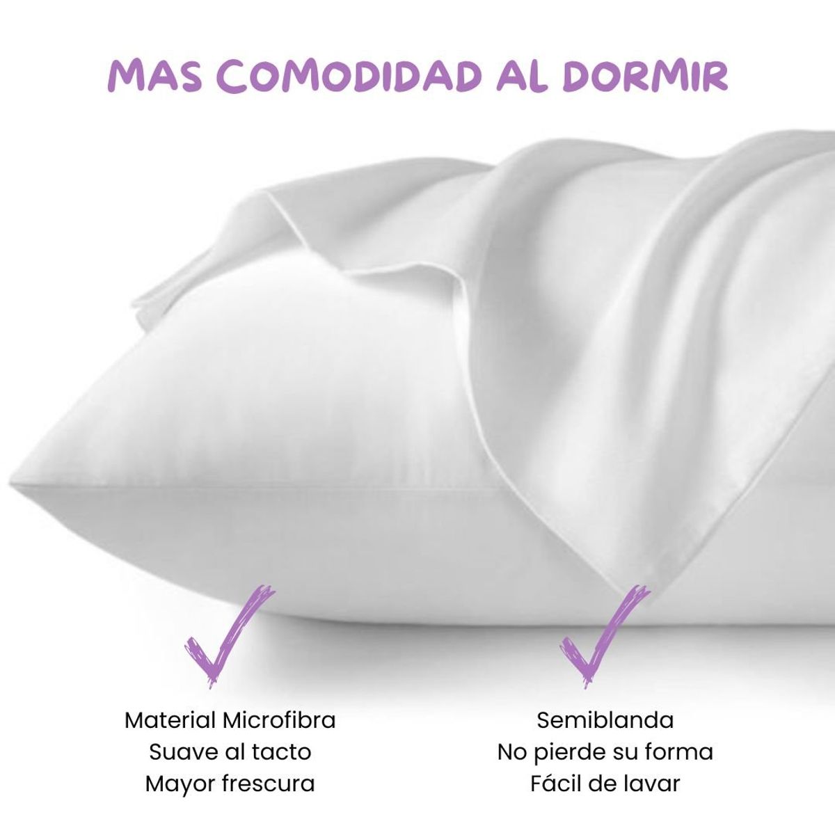 HAPPY BEAR - Combo 4 Almohadas 50 x 75 cm Fibra Siliconada Blanco