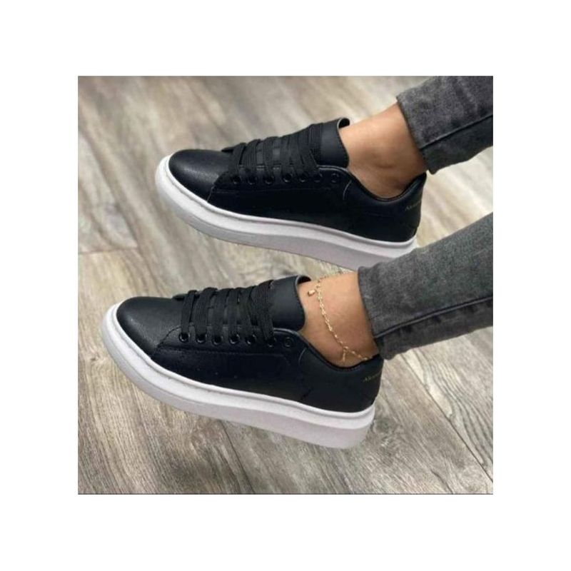 GENERICO - TENIS MUJER NEGRO SUELA BLANCA