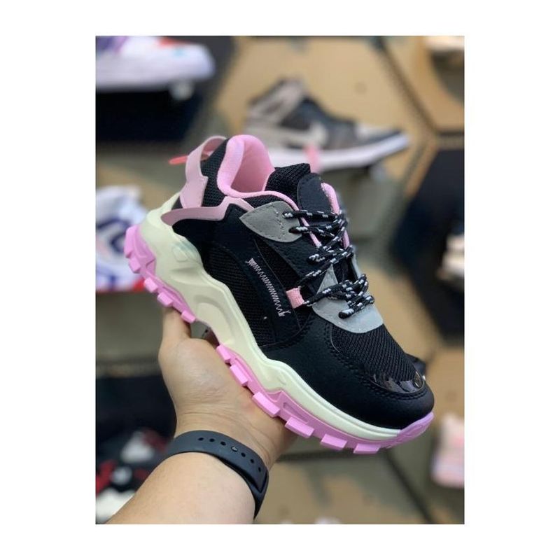 GENERICO - TENIS PARA MUJER NEGRO ROSADO