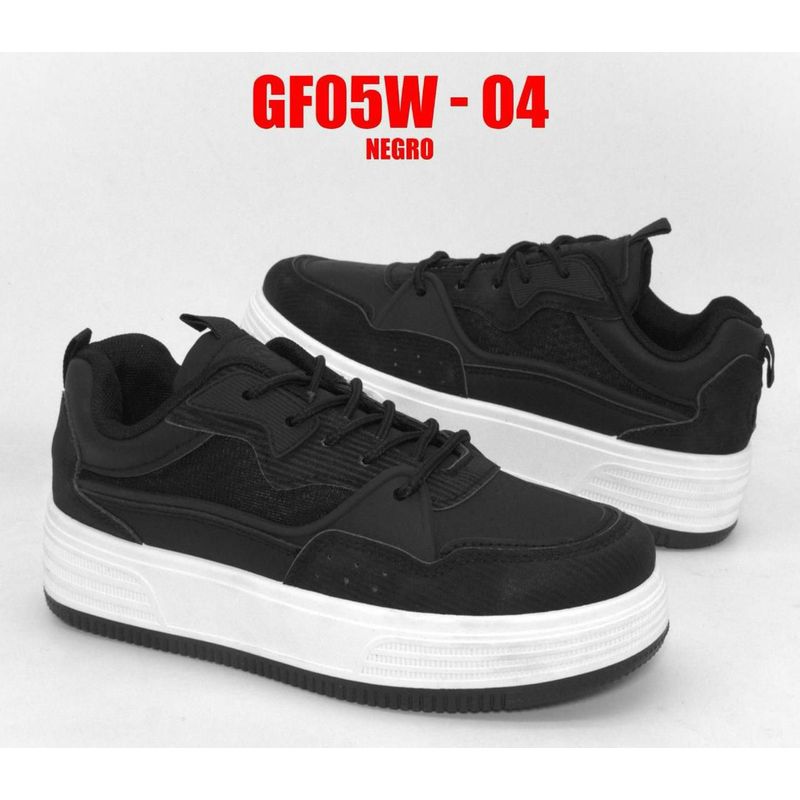 GENERICO - TENIS PARA MUJER NEGRO SUELA BLANCA