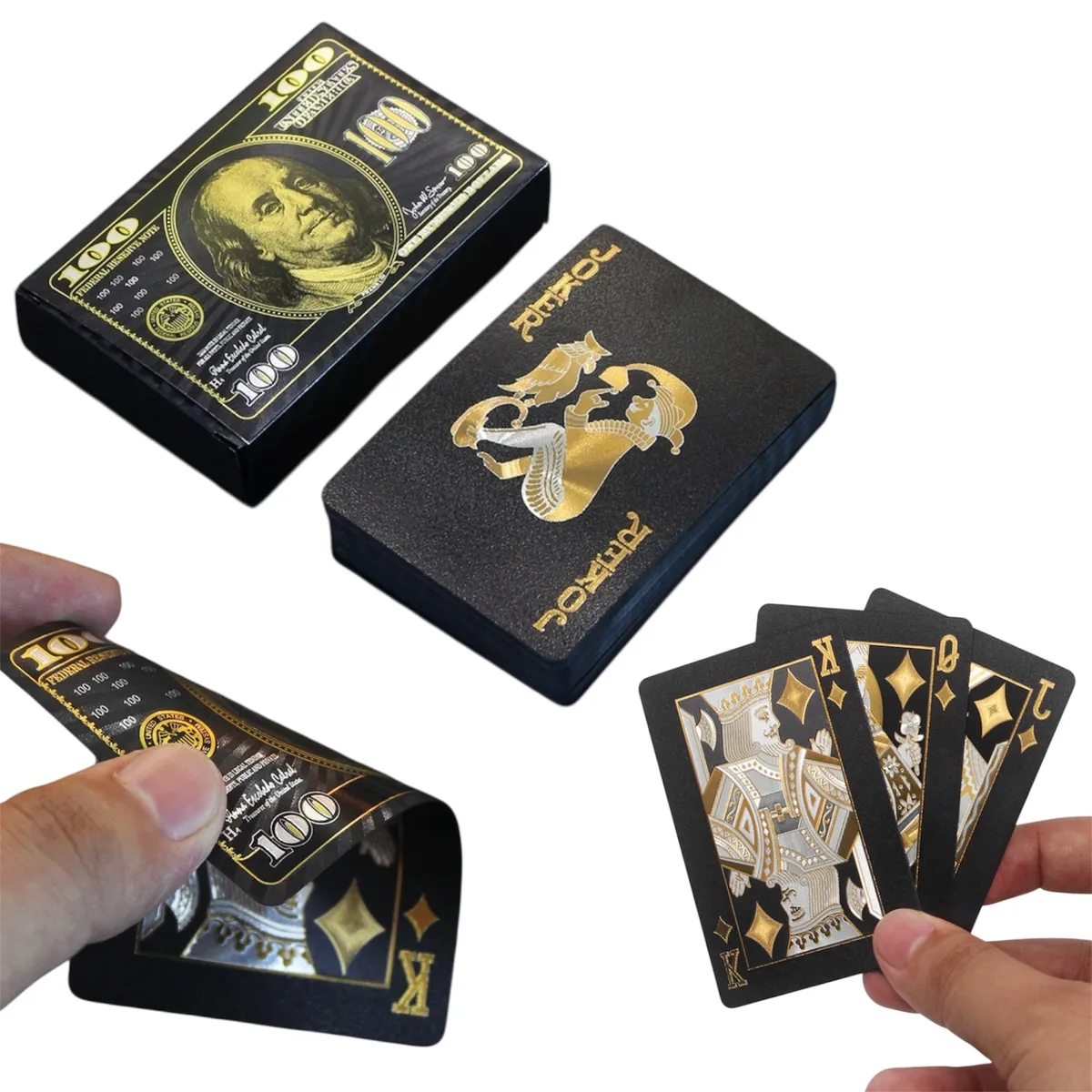 POKER - Juego de poker cartas plastificadas black edition 2 barajas