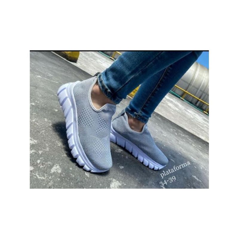 GENERICO - Tenis mujer gris suela blanca