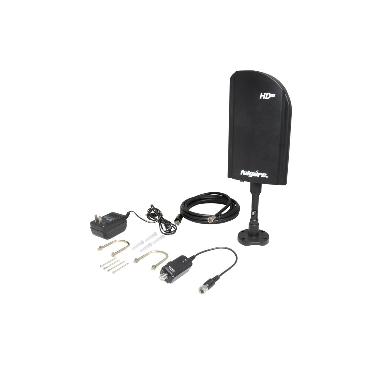 FULGORE - Antena Tdt Hd 90° Con Amplificador Fulgore Señal Vhf Y Uhf