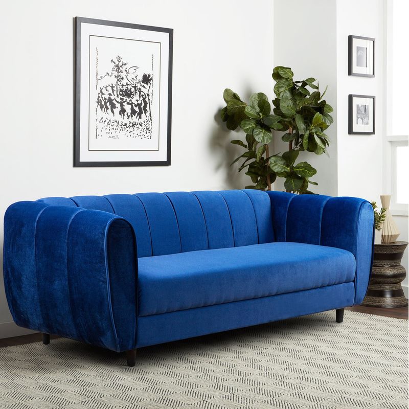 KAIU HOME - SOFA PARIS 4 PUESTOS 220 AZUL TELA EXTRA SUAVE KAIU HOME