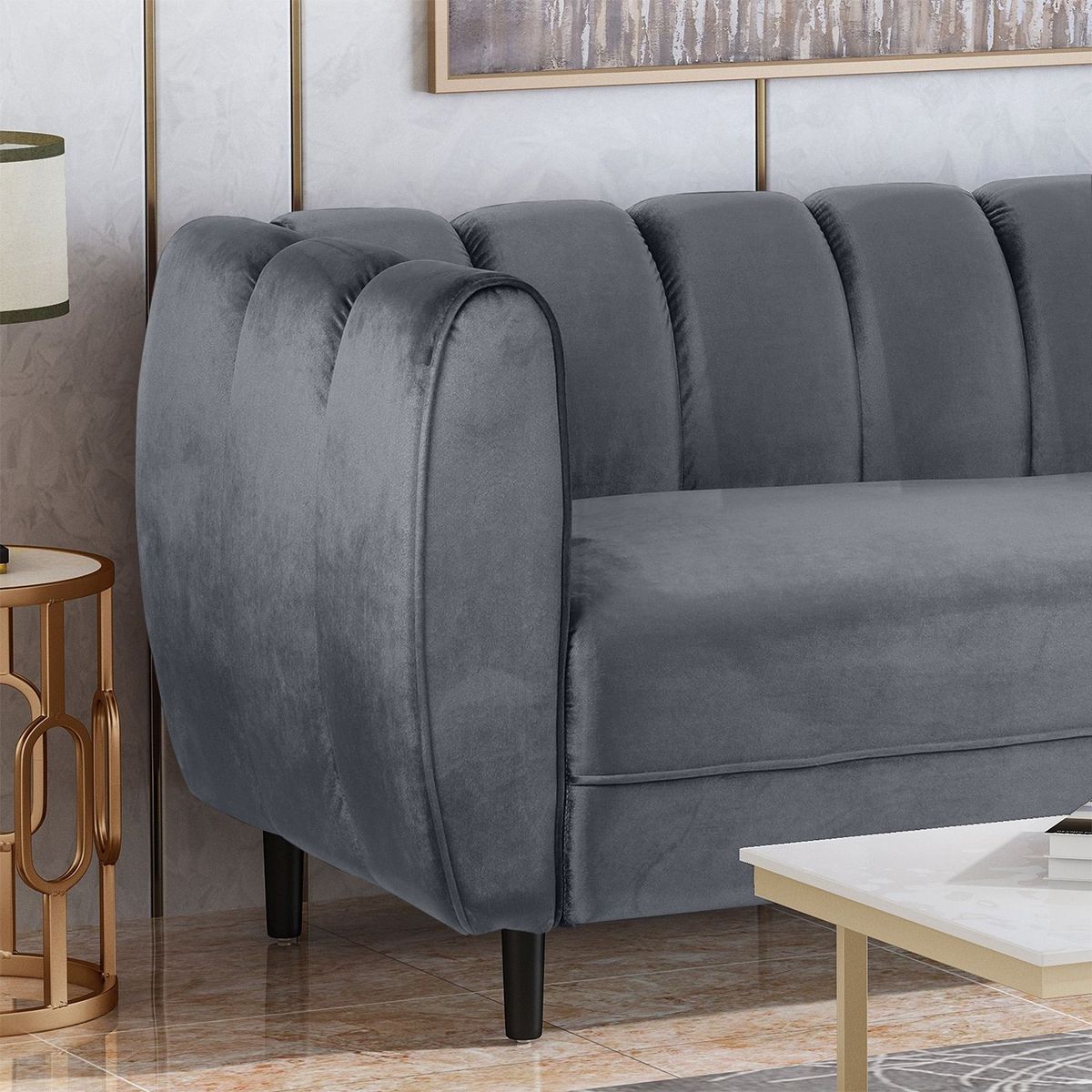KAIU HOME - SOFA PARIS 4 PUESTOS 220 GRIS TELA EXTRA SUAVE KAIU HOME