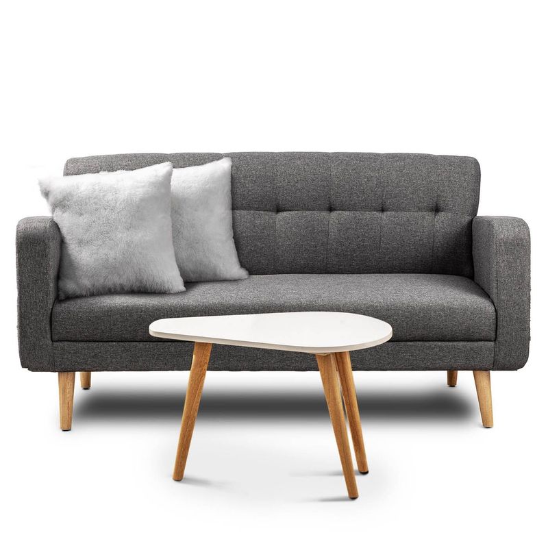 KAIU HOME - COMBO SOFA ELOISA + MESA + COJINES PELUDOS